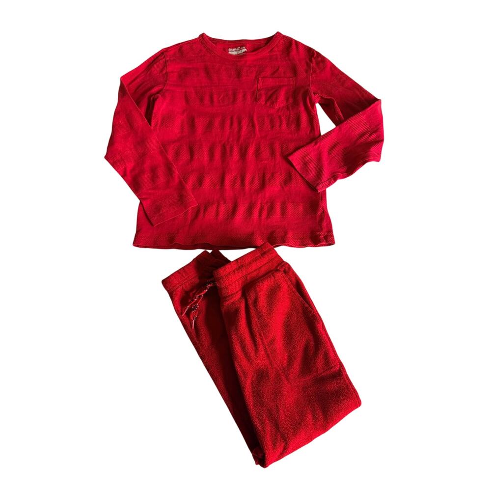 Cat & Jack Red Outfit - Textured Top & Fleece Joggers 6/7